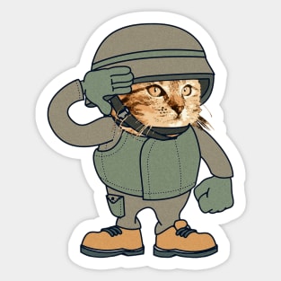 Cat Soldier I Love My Cat Sticker